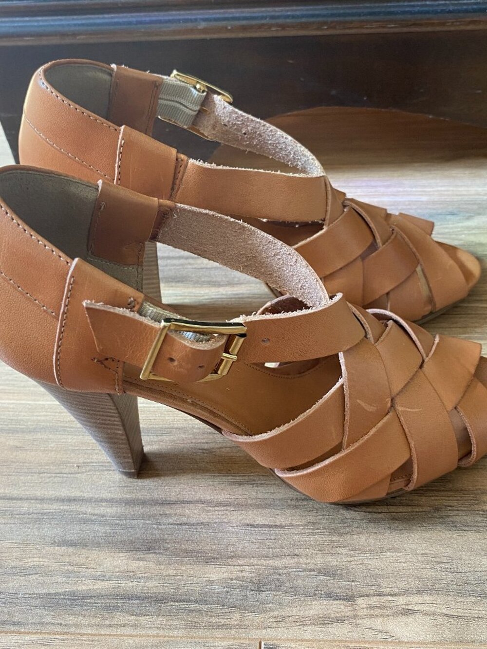 J.Crew Ares Platform Natural Leather Heels Size 7